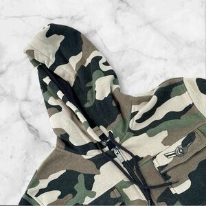 Akademiks Jacket Mens Med Zip Front Hoodie Camouflage Pockets Outerwear Military
